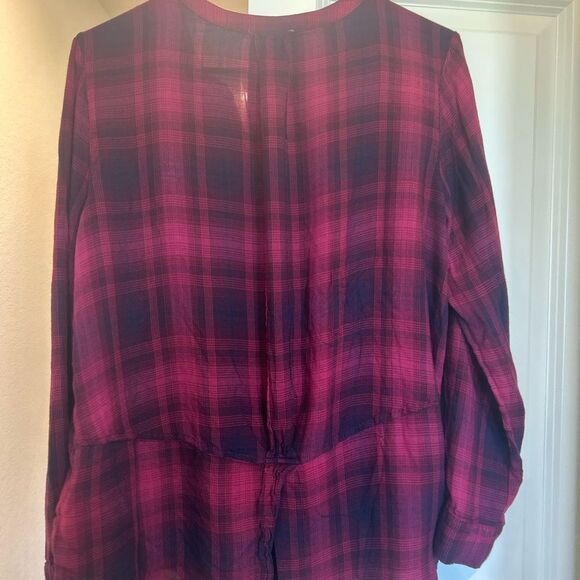 Democracy Red and Black Button Down Shirt with Notched Collar, Size L - Picture 8 of 11